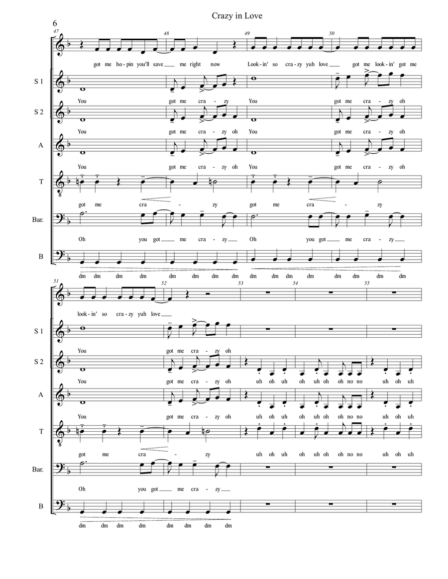 Crazy In Love Divisi scores gallery preview page 6