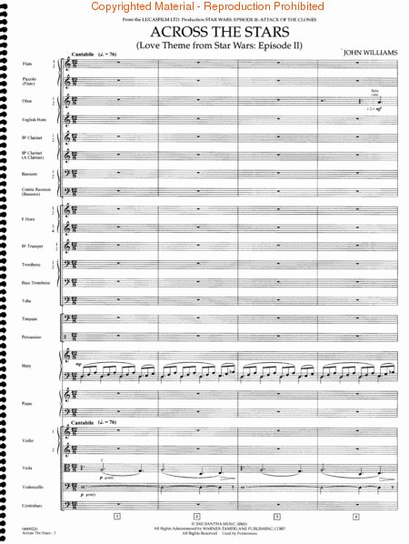 Across the Stars (Love Theme from Star Wars: Episode II) by John Williams Full Orchestra - Sheet Music