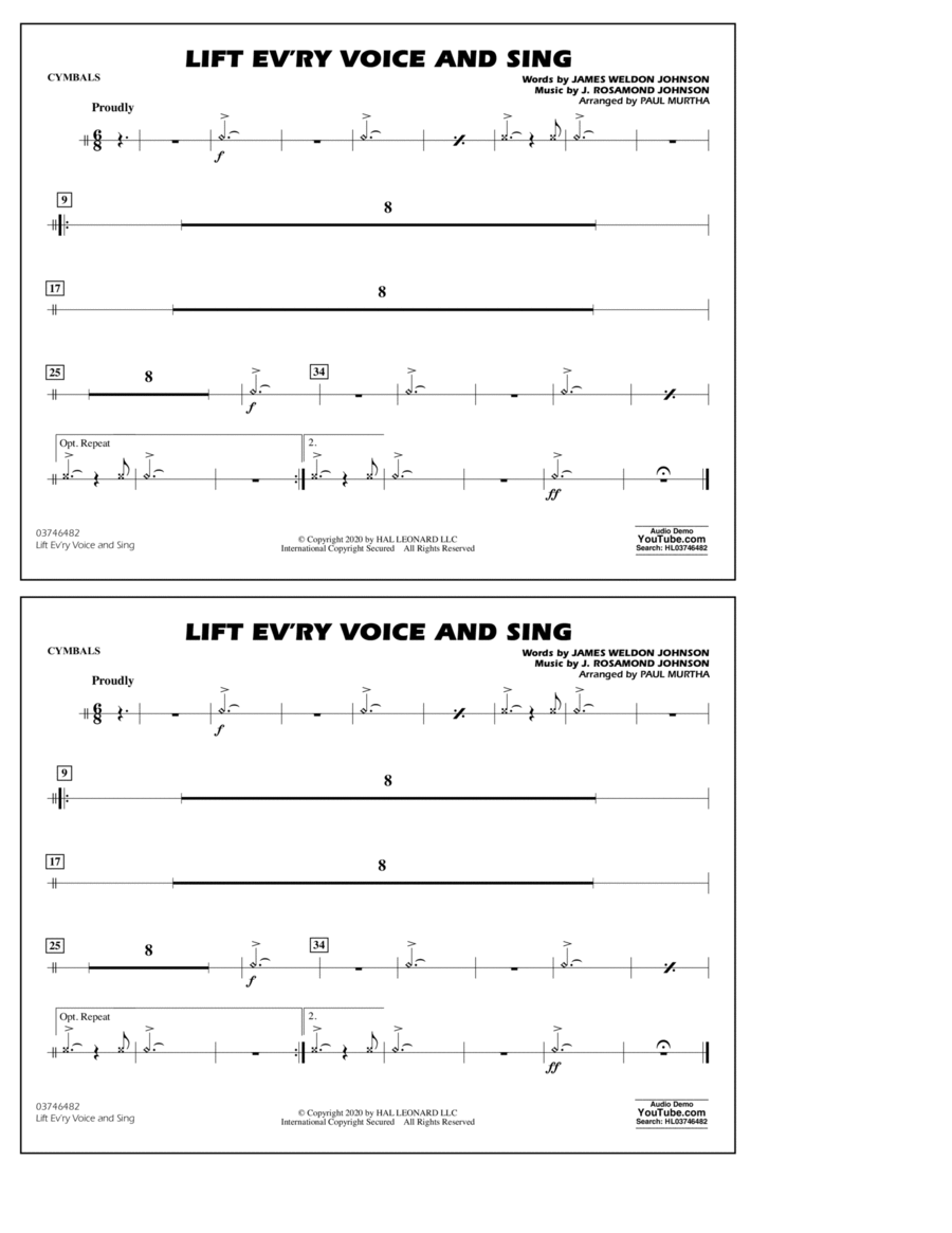 Lift Ev'ry Voice and Sing (arr. Paul Murtha) - Cymbals