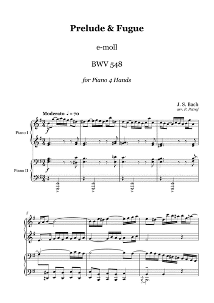 J. S. Bach - Prelude & Fugue BWV 548 - 1 piano 4 hands image number null
