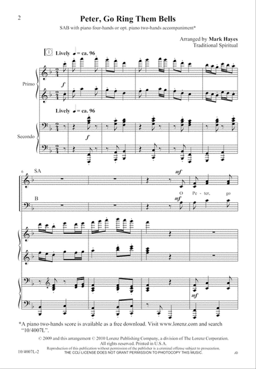 Peter, Go Ring Them Bells 3-Part scores gallery preview page 2