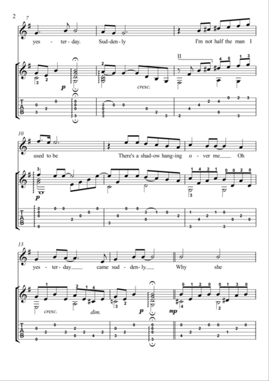 Yesterday Electric Guitar scores gallery preview page 2
