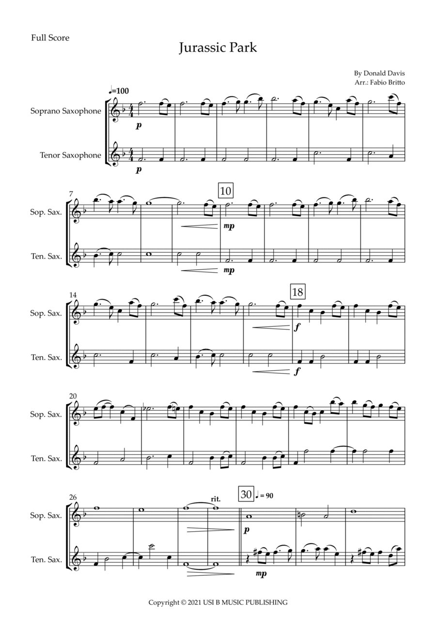 Jurassic Park Iii Woodwind Duet scores gallery preview page 1