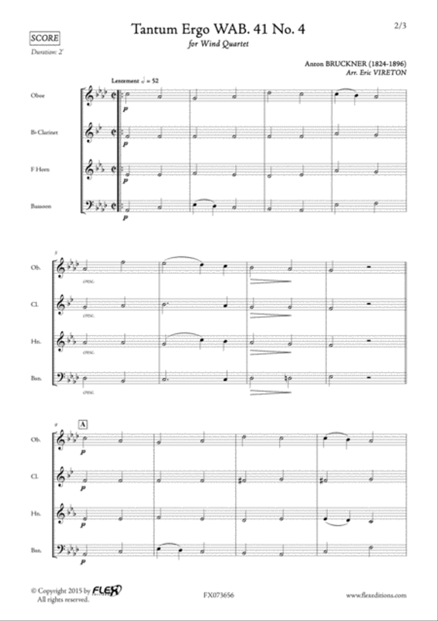 Tantum Ergo WAB. 41 No. 4 Woodwind Quartet scores gallery preview page 2