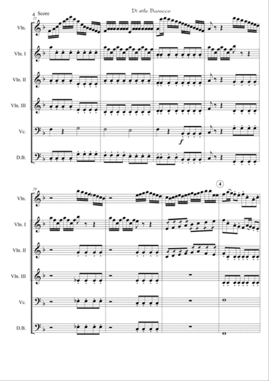 Di stile Barocco-for Violin solo and Beginning String Orchestra String Orchestra scores gallery preview page 4