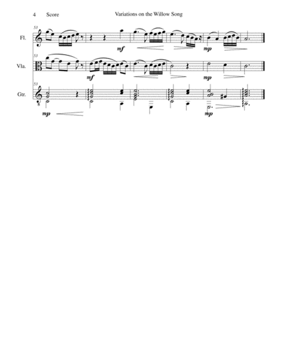 Variations on The Willow Song for flute, viola and guitar image number null