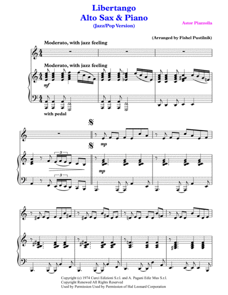 "Libertango" for Alto Sax and Piano image number null