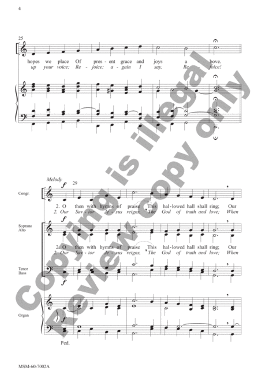 Christ Is Our Cornerstone Rejoice, the Lord Is King 4-Part scores gallery preview page 4