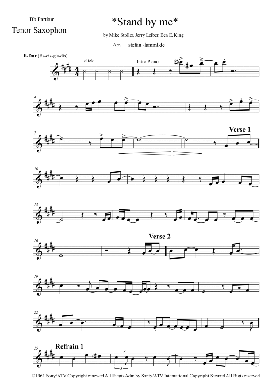 Stand By Me Stand By Me Tenor Saxophone scores gallery preview page 1