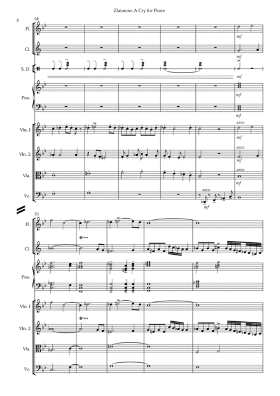 A CRY FOR PEACE, for chamber group School and Community scores gallery preview page 6