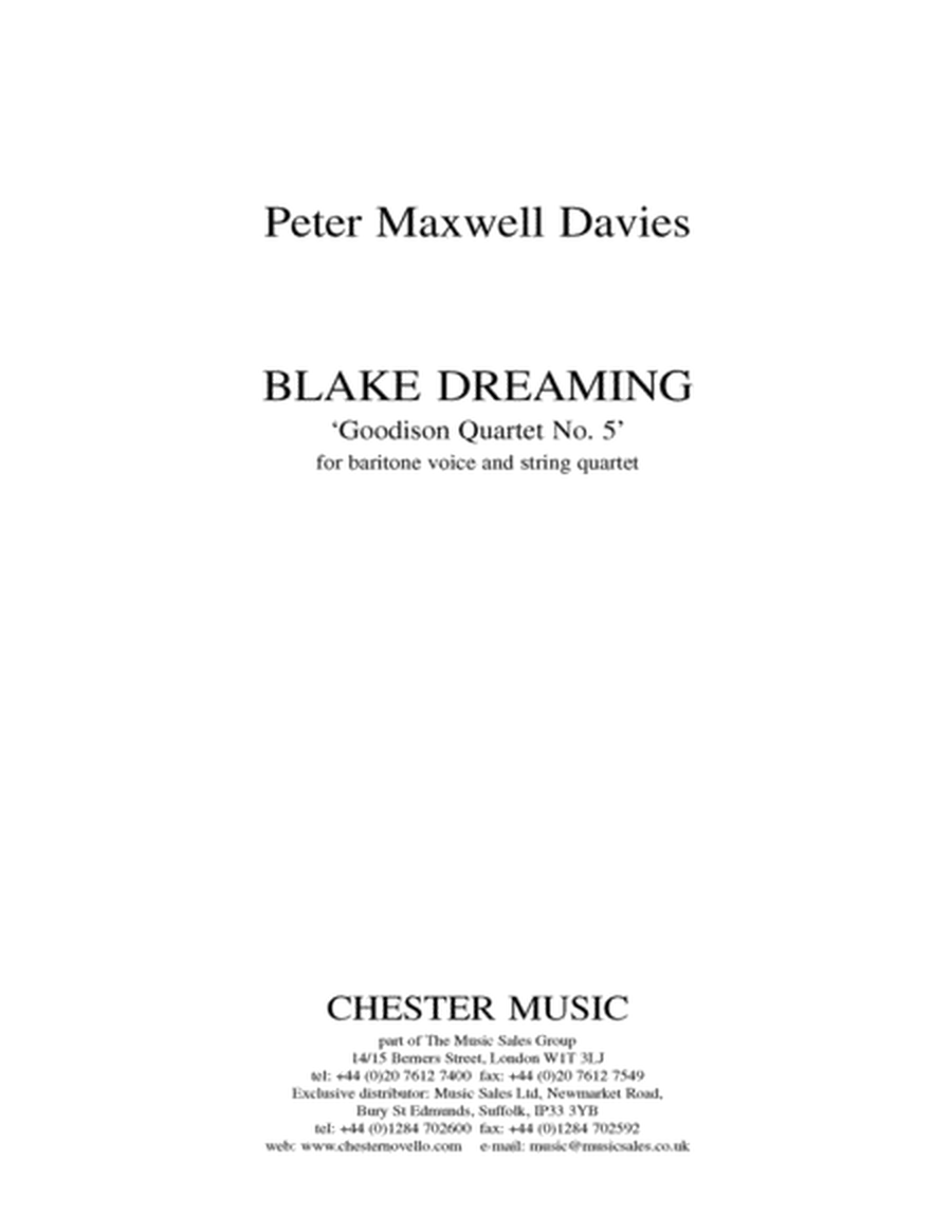 Blake Dreaming 'Goodison Quartet No. 5'