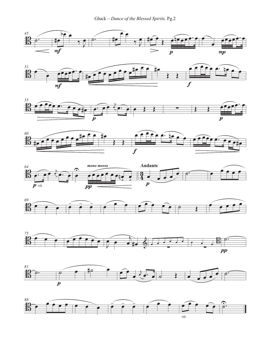 Dance of the Blessed Spirits for Trombone and Piano Piano scores gallery preview page 2