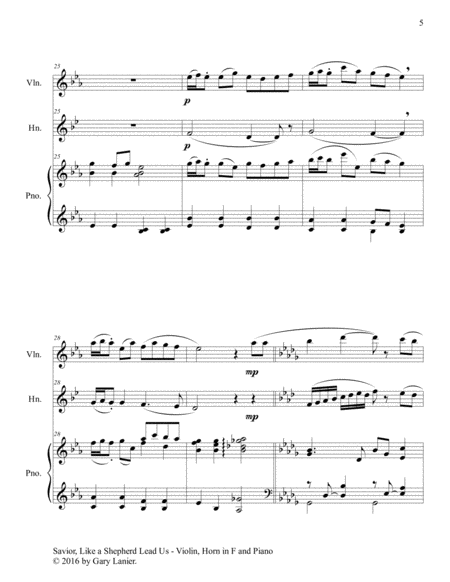 SAVIOR, LIKE A SHEPHERD LEAD US (Trio – Violin, Horn in F & Piano with Parts) image number null