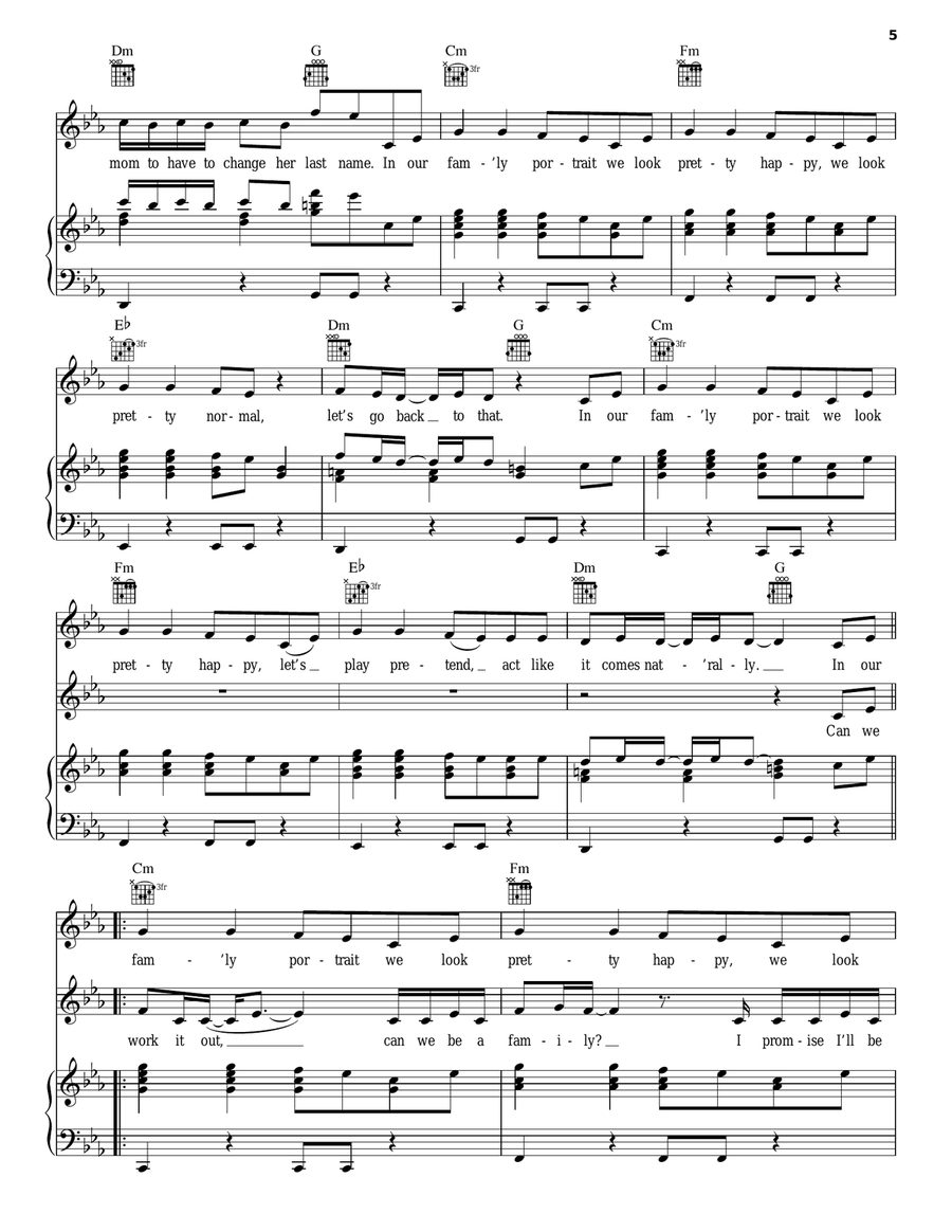 Family Portrait Piano, Vocal, Guitar scores gallery preview page 5