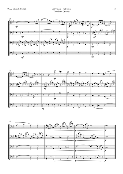 Lacrymosa by Mozart for Trombone Quartet image number null