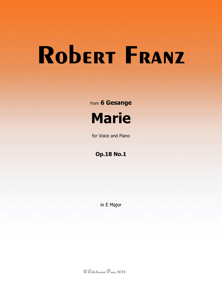 Marie, by Robert Franz, in E Major Voice scores gallery preview page 1