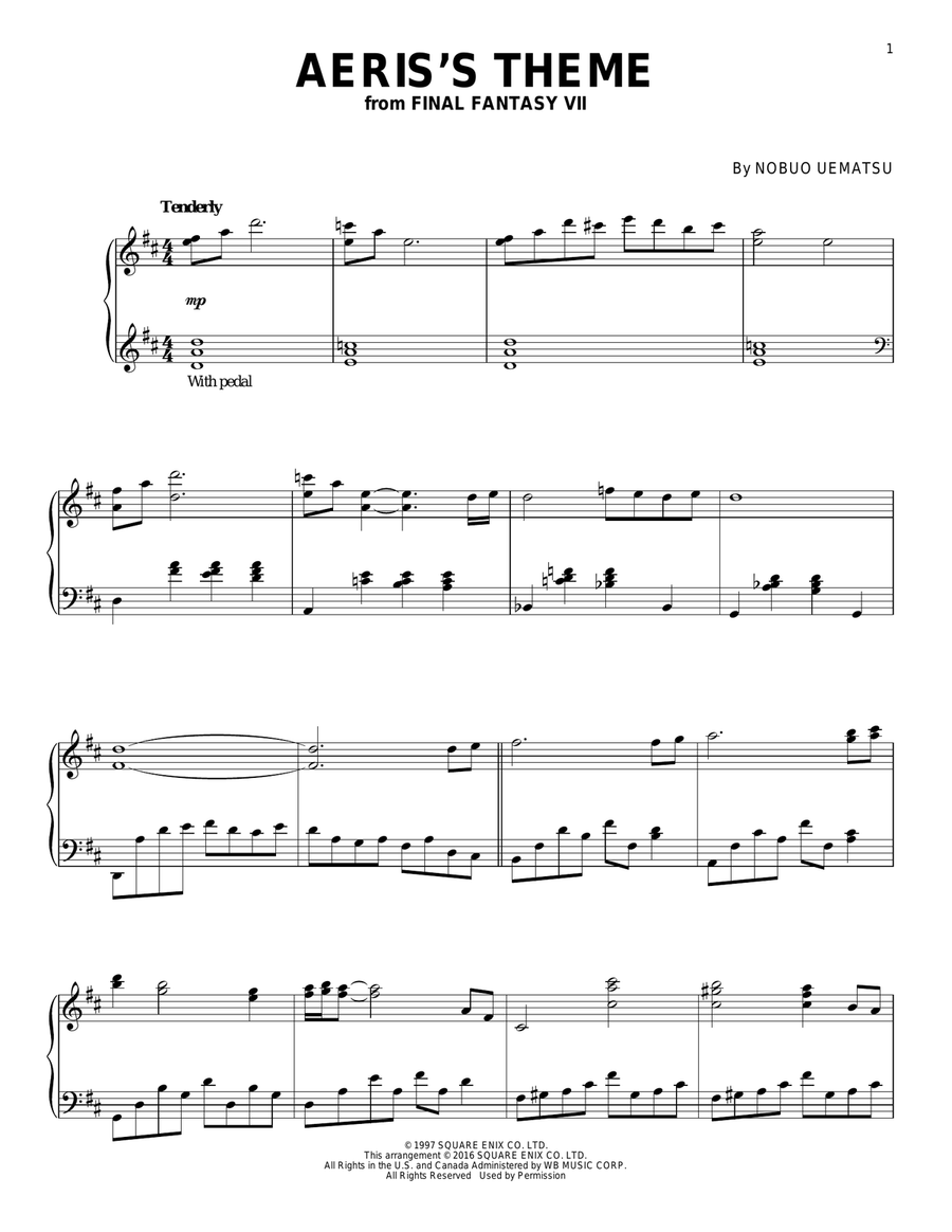 Aeris's Theme (from Final Fantasy VII) Piano Solo scores gallery preview page 1