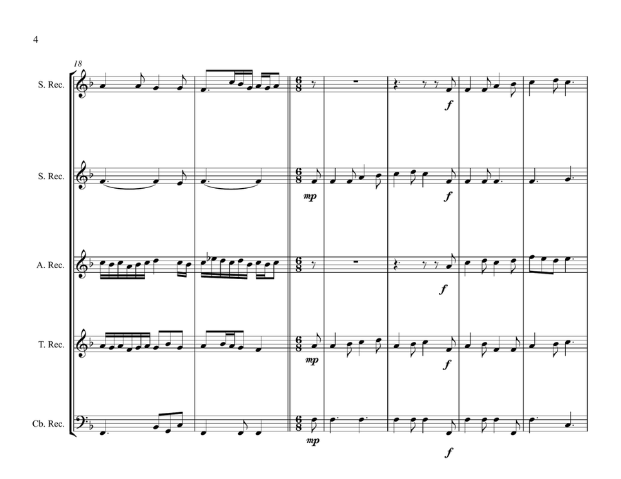 In Dulce Jubilo for Recorder Quintet Small Ensemble scores gallery preview page 4
