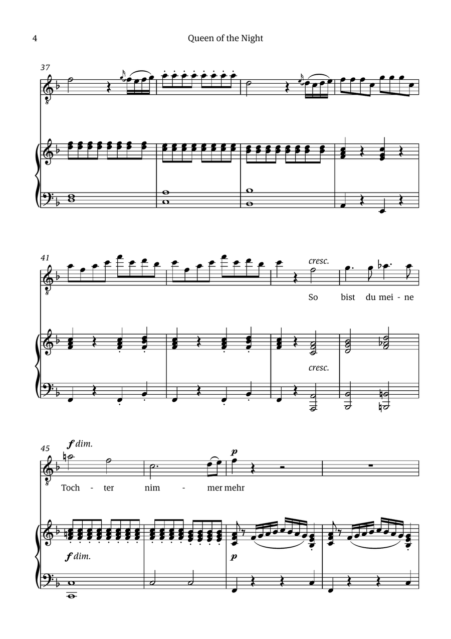 Queen of the Night (aria) - for TENOR in D minor Chamber Music scores gallery preview page 4
