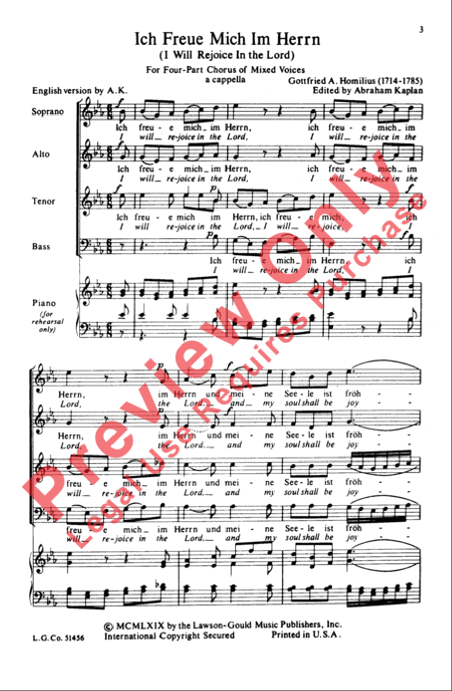 Ich Freue Mich Im Herrn (I Will Rejoice in the Lord) 4-Part scores gallery preview page 2