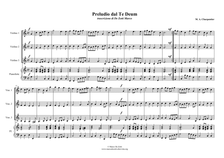 Te Deum Prelude (for 3 Violins and Piano/Organ) image number null