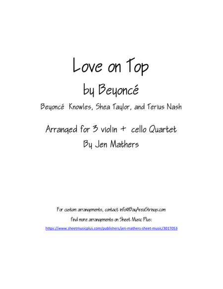 Love On Top by Beyonce String Quartet - Digital Sheet Music
