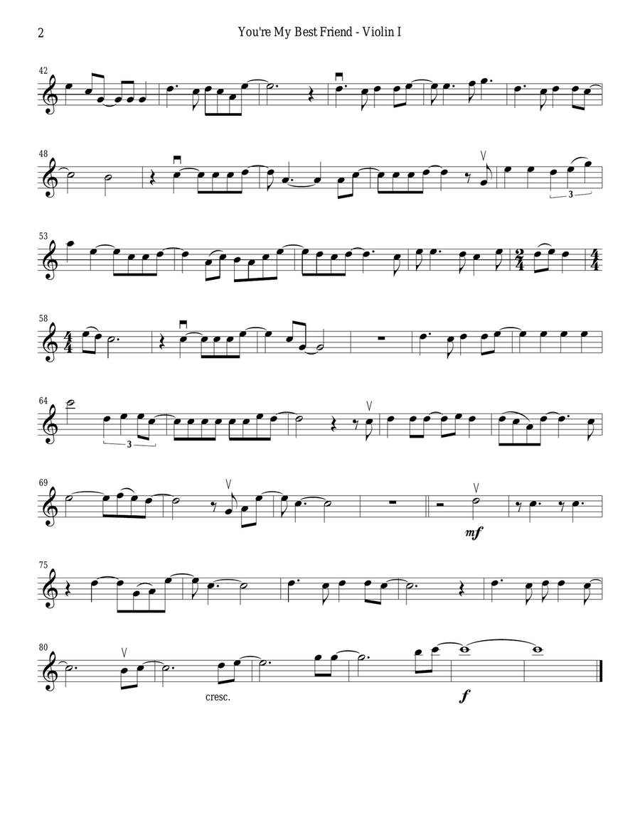You're My Best Friend String Quartet scores gallery preview page 2