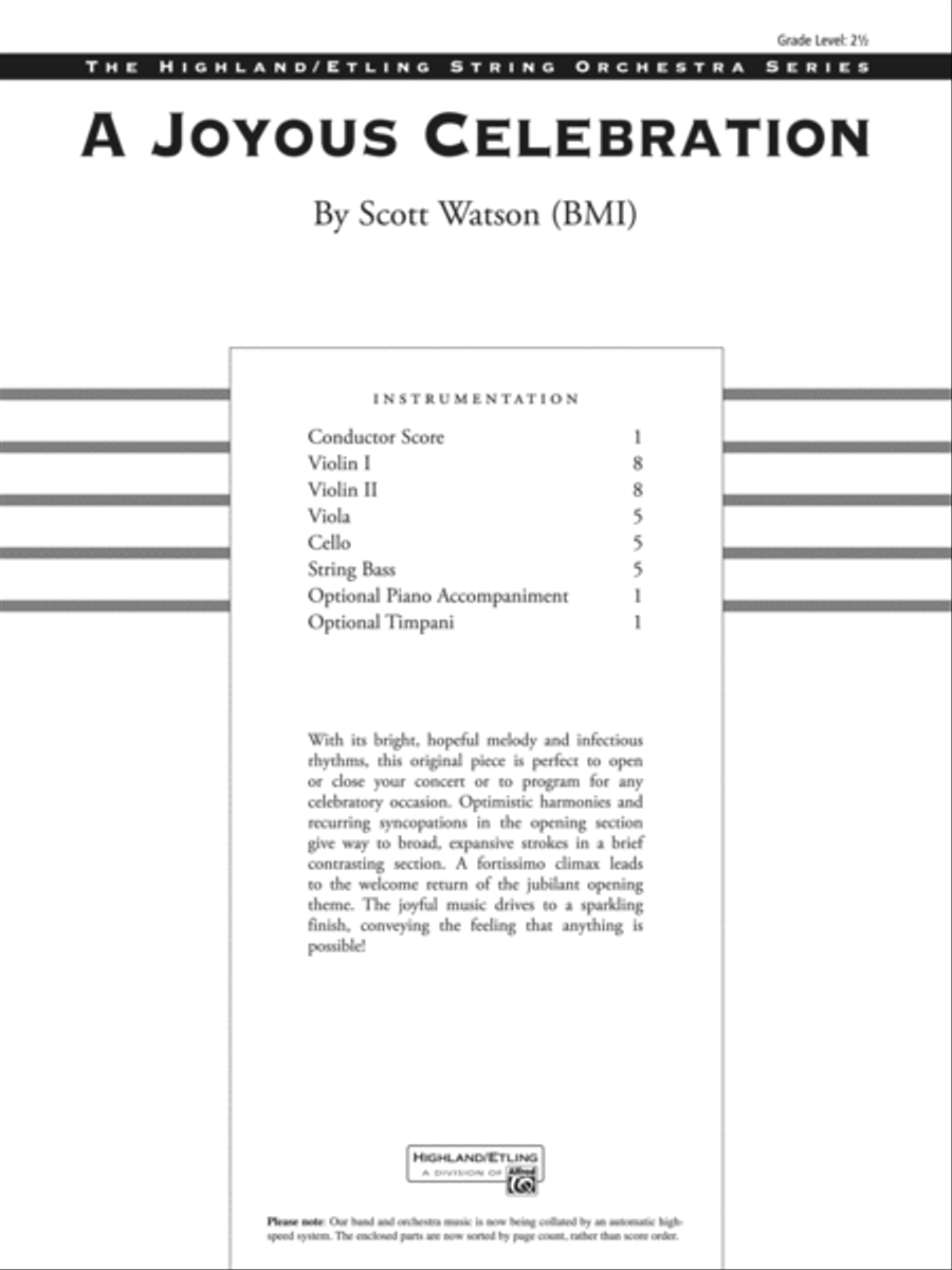 A Joyous Celebration: Score String Orchestra scores gallery preview page 1
