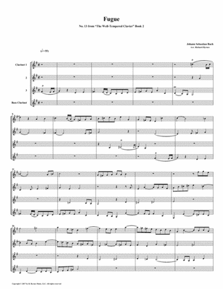 Fugue 13 from Well-Tempered Clavier, Book 2 (Clarinet Quartet)