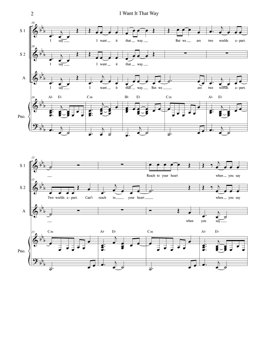 I Want It That Way SSA scores gallery preview page 2