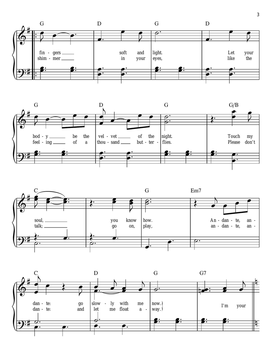 Andante, Andante (from Mamma Mia! Here We Go Again) Easy Piano scores gallery preview page 3