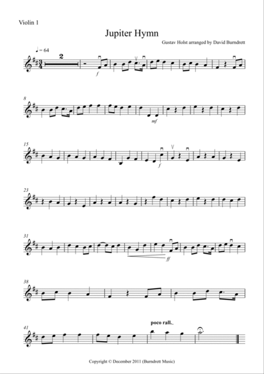 Jupiter Hymn for String Orchestra String Quartet scores gallery preview page 4