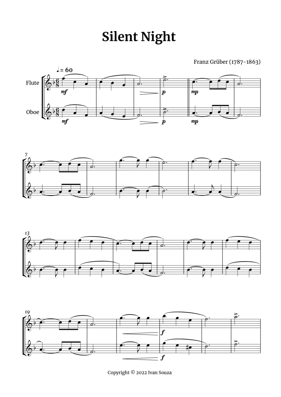 Silent Night Silent Night Woodwind Duet scores gallery preview page 1