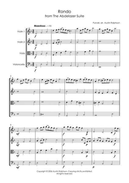 Rondo from The Abdelazer Suite - string quartet image number null