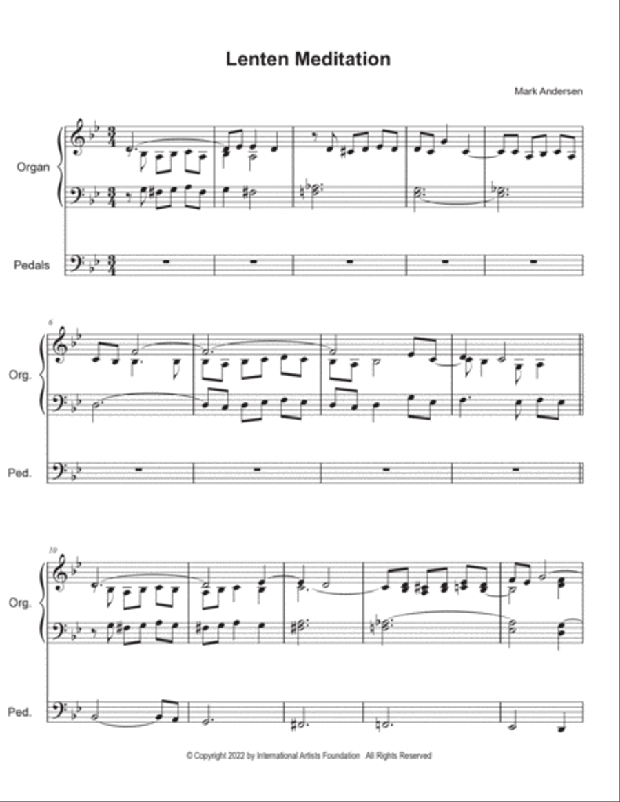 Lenten Meditation for Organ by Mark Andersen Organ Solo scores gallery preview page 2
