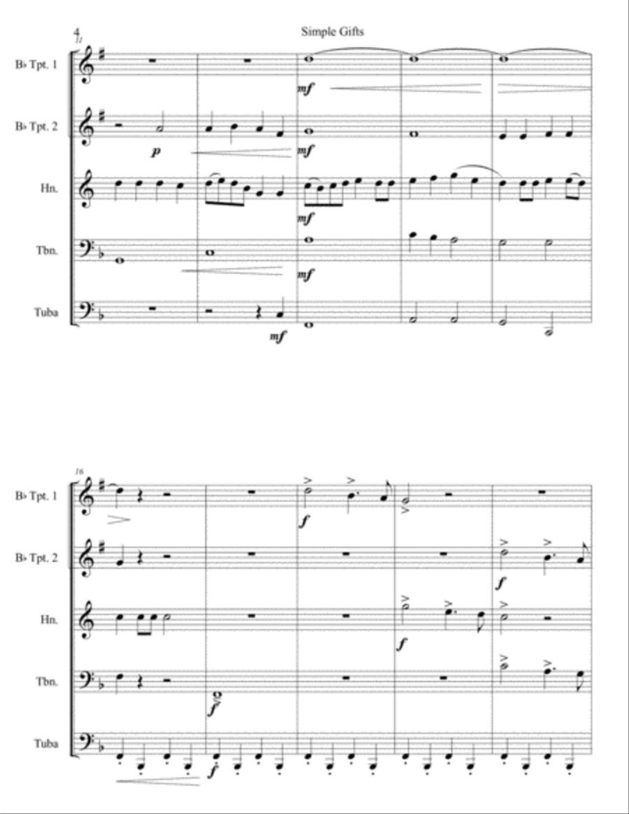 Simple Gifts Simple Gifts Brass Ensemble scores gallery preview page 4
