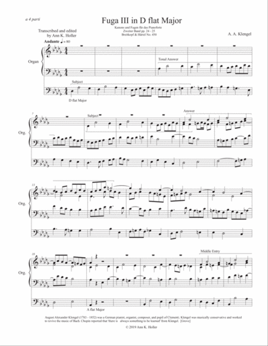 Fugue III in D flat Major for organ Organ Solo scores gallery preview page 1