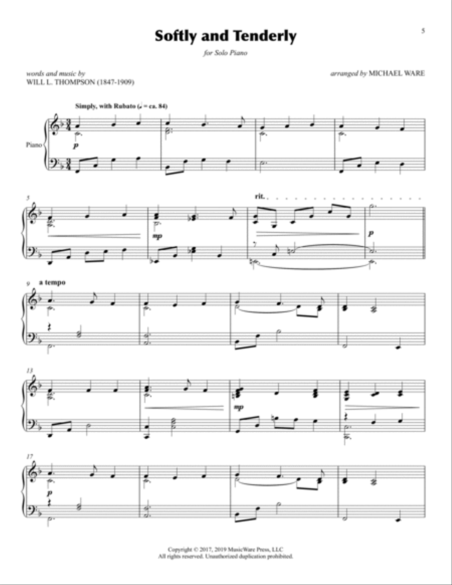 Softly and Tenderly Piano Hymn Collection Volume 1 Piano Solo scores gallery preview page 6