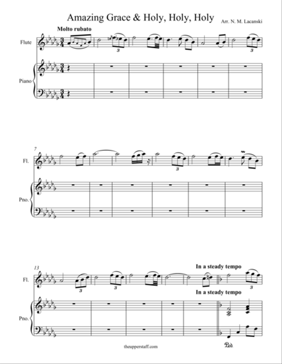 Amazing Grace and Holy Holy Holy Flute Solo scores gallery preview page 1