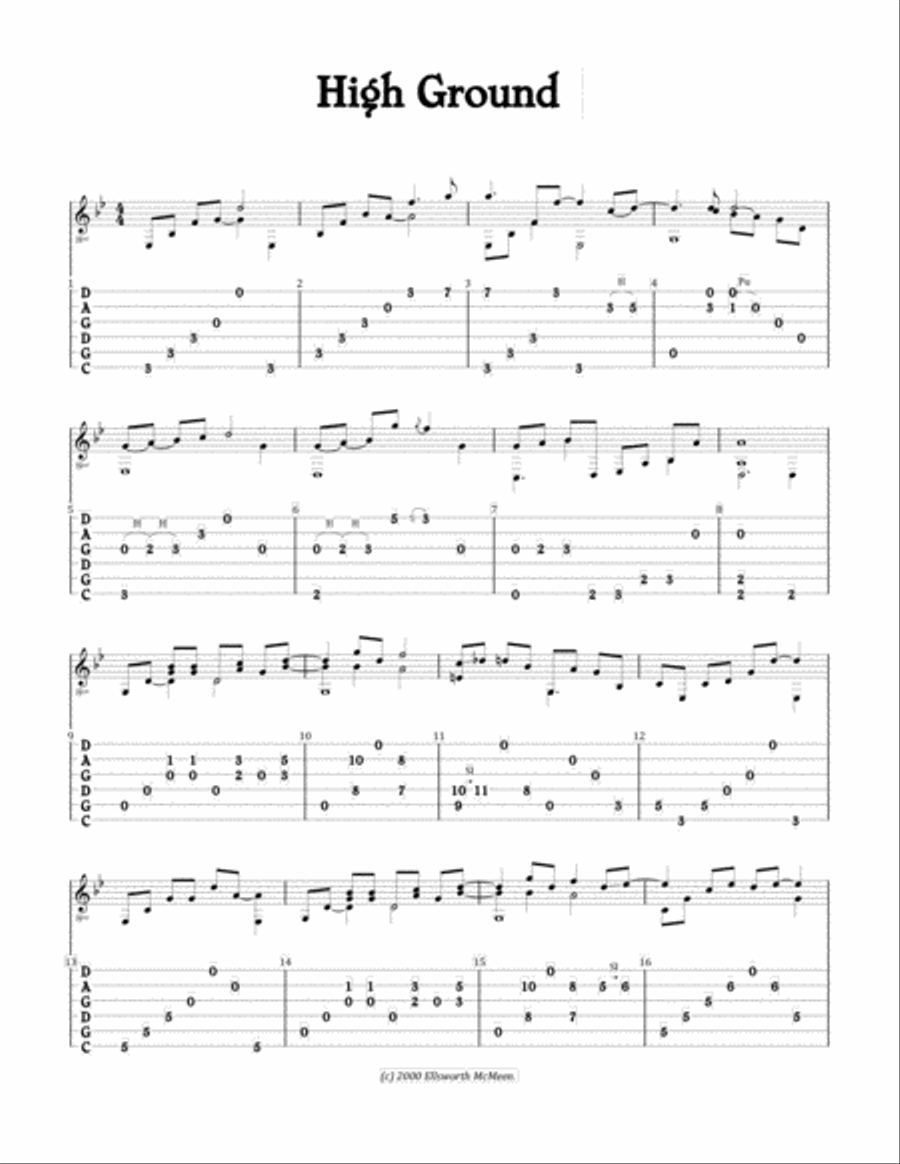 High Ground (For Fingerstyle Guitar Tuned CGDGAD) Acoustic Guitar scores gallery preview page 1