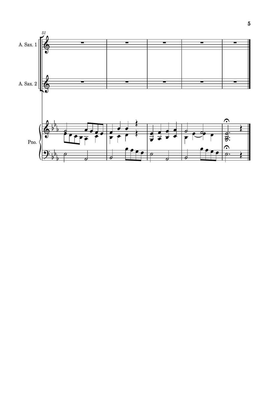 Five More Christmas Songs - two Alto Saxophones with Piano Accompaniment Woodwind Duet scores gallery preview page 6