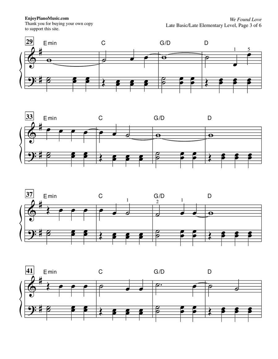 We Found Love We Found Love Piano Method scores gallery preview page 4