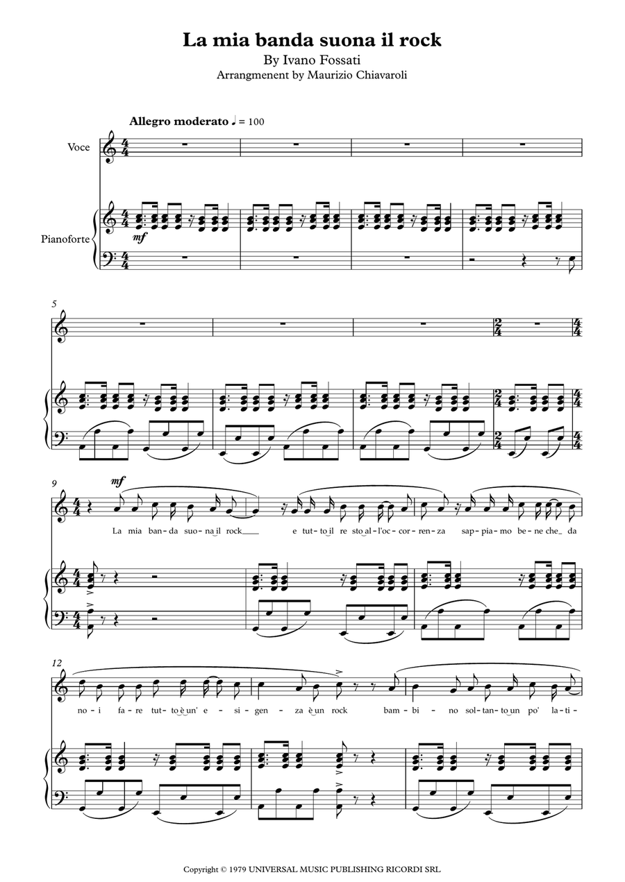 La Mia Banda Suona Il Rock Piano, Vocal scores gallery preview page 1