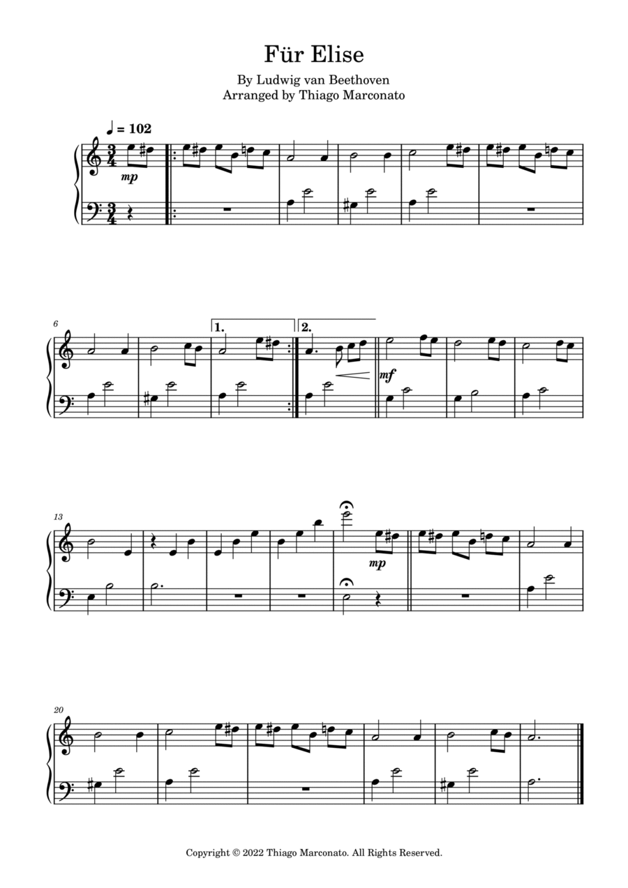 Für Elise Easy Piano scores gallery preview page 1