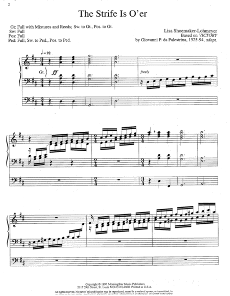 The Strife Is O'er Organ scores gallery preview page 2