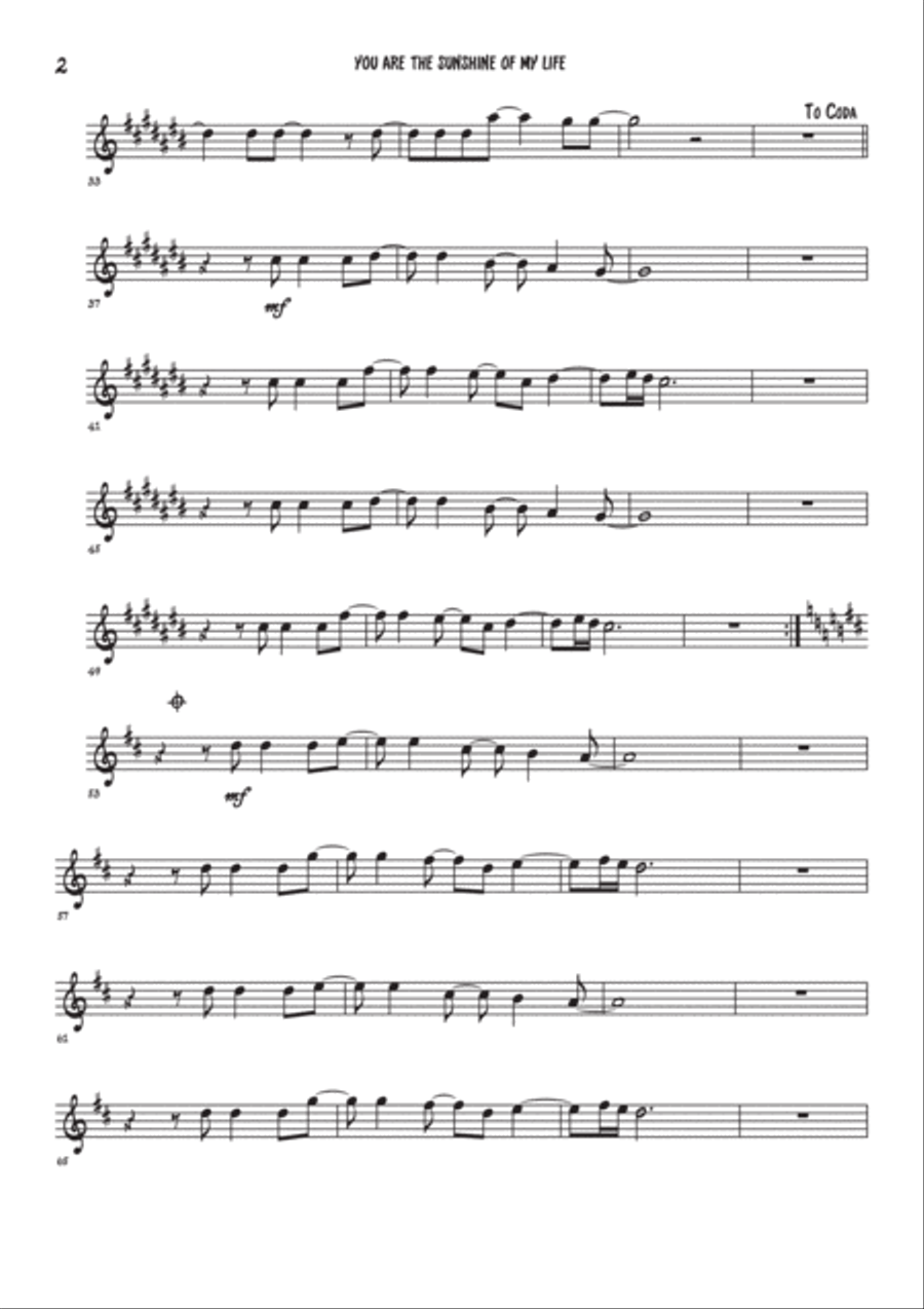 You Are The Sunshine Of My Life Trumpet Solo scores gallery preview page 2