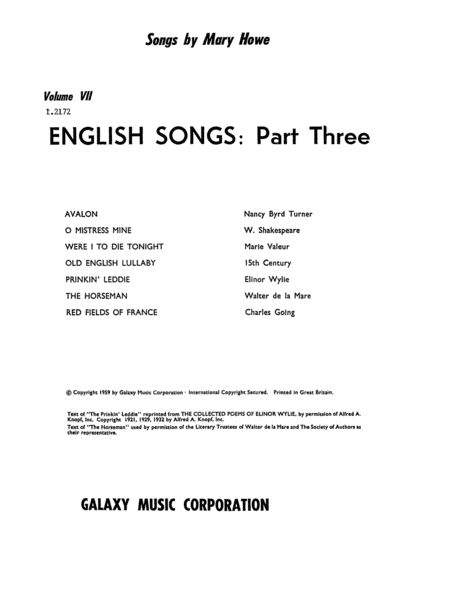English Songs, Part III