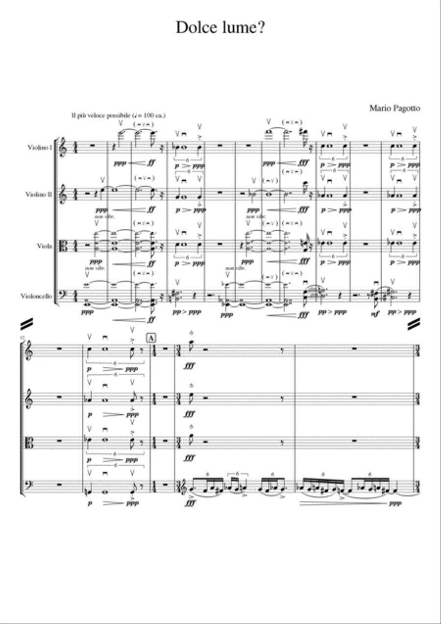 MARIO PAGOTTO: Dolce lume? String Quartet scores gallery preview page 4