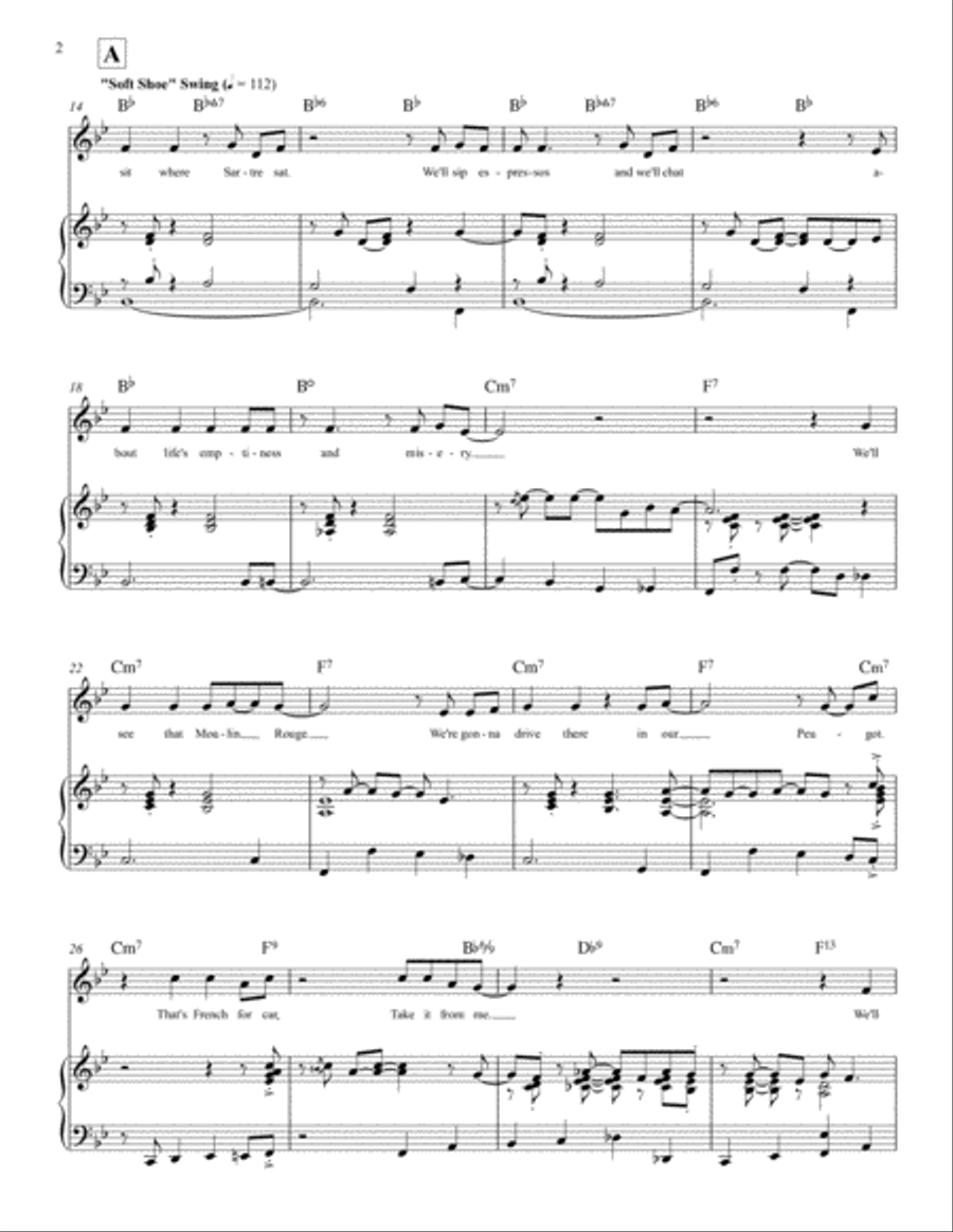 I Want to Sit Where Sartre Sat (Key: E-flat intro and B-flat refrain) SAT scores gallery preview page 2