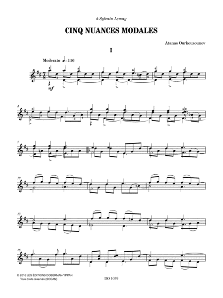 Cinq nuances modales Classical Guitar scores gallery preview page 2